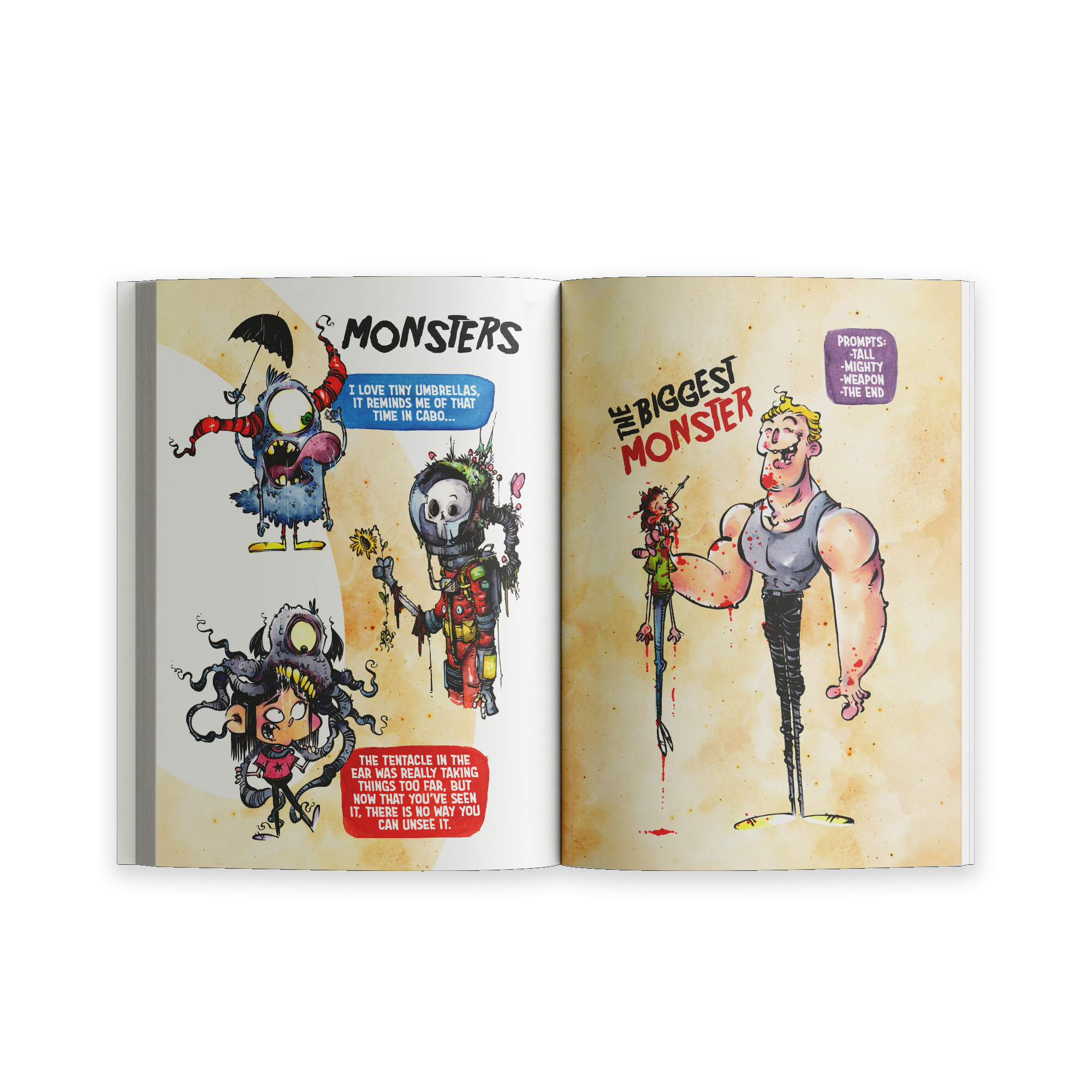 Spread from “Unusual Subjects Vol. 2” highlighting stylish skeleton characters under the title “Skelies.”