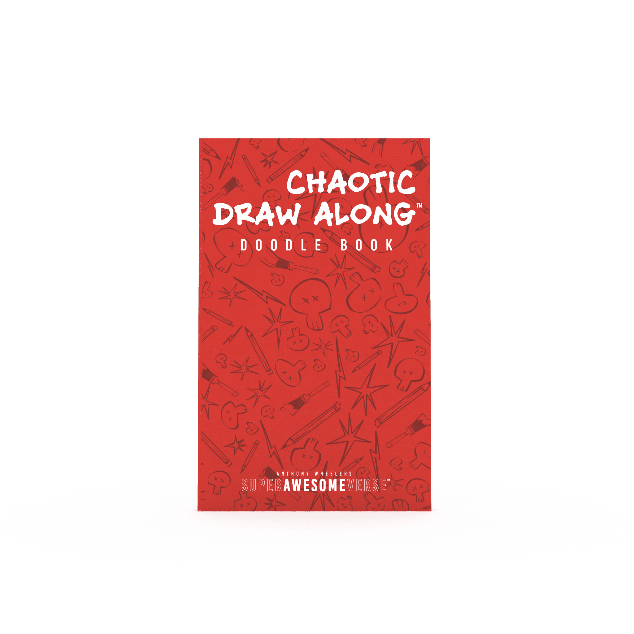 Vertical display of the Chaotic Draw Along Doodle Book highlighting the front cover design.